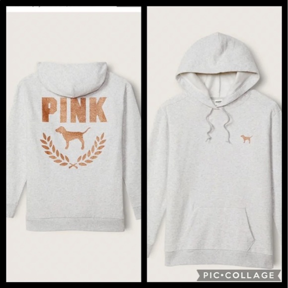 PINK VS bling classic pant bling long sleeve campus tee PULLOVER HOODIE - Picture 6 of 16